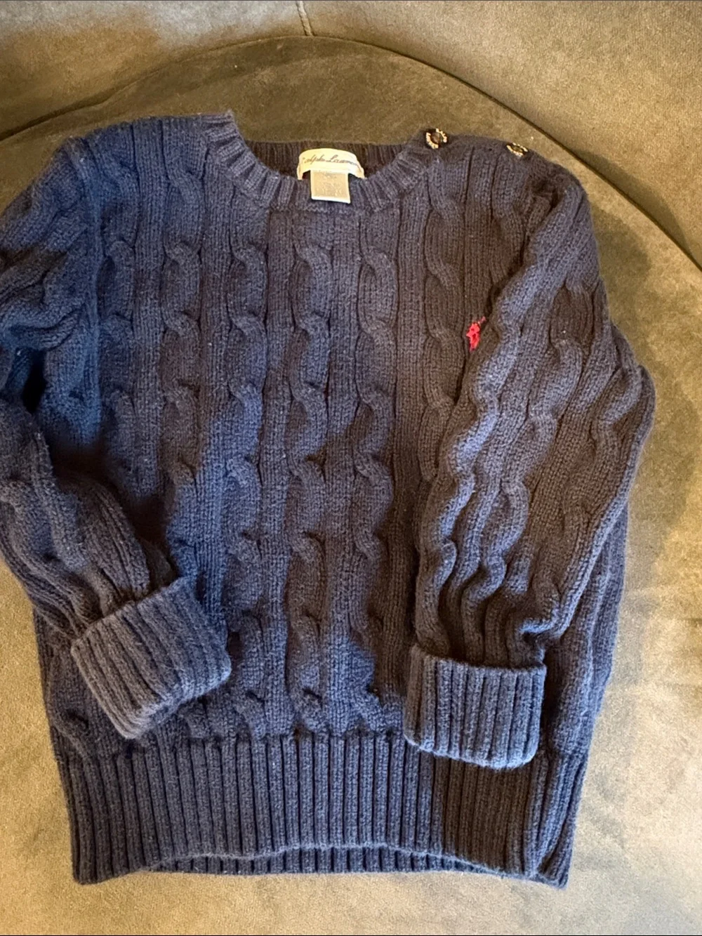 Ralph Lauren Navy Cable-Knit Cotton Sweater - Toddler